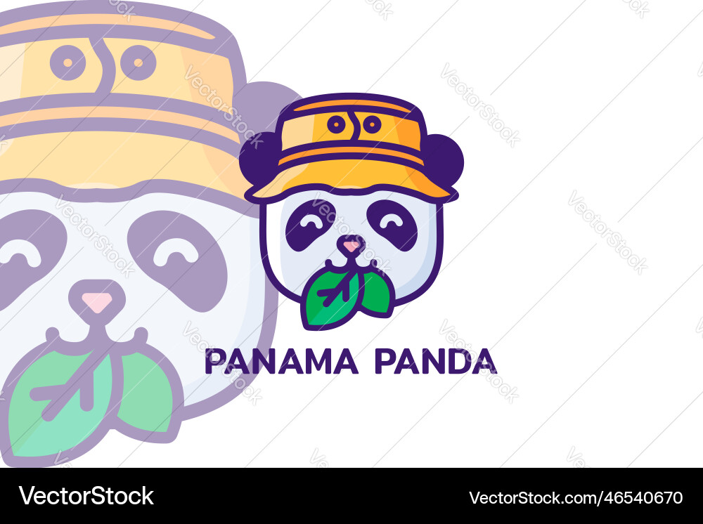 Panama hat cute travel panda logo Panama hat cute travel panda logo vector image