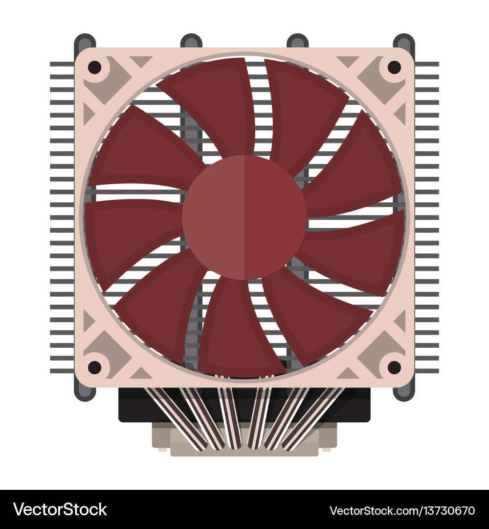 Plastic computer processor cooler with radiator vector image