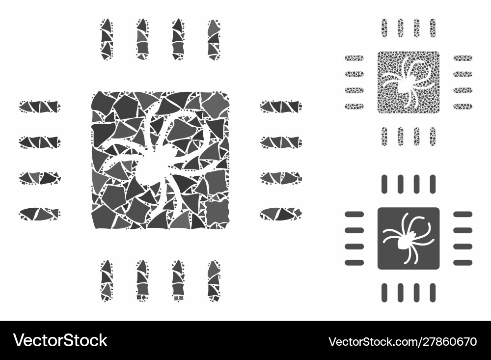 Processor bug mosaic icon joggly elements Vector Image