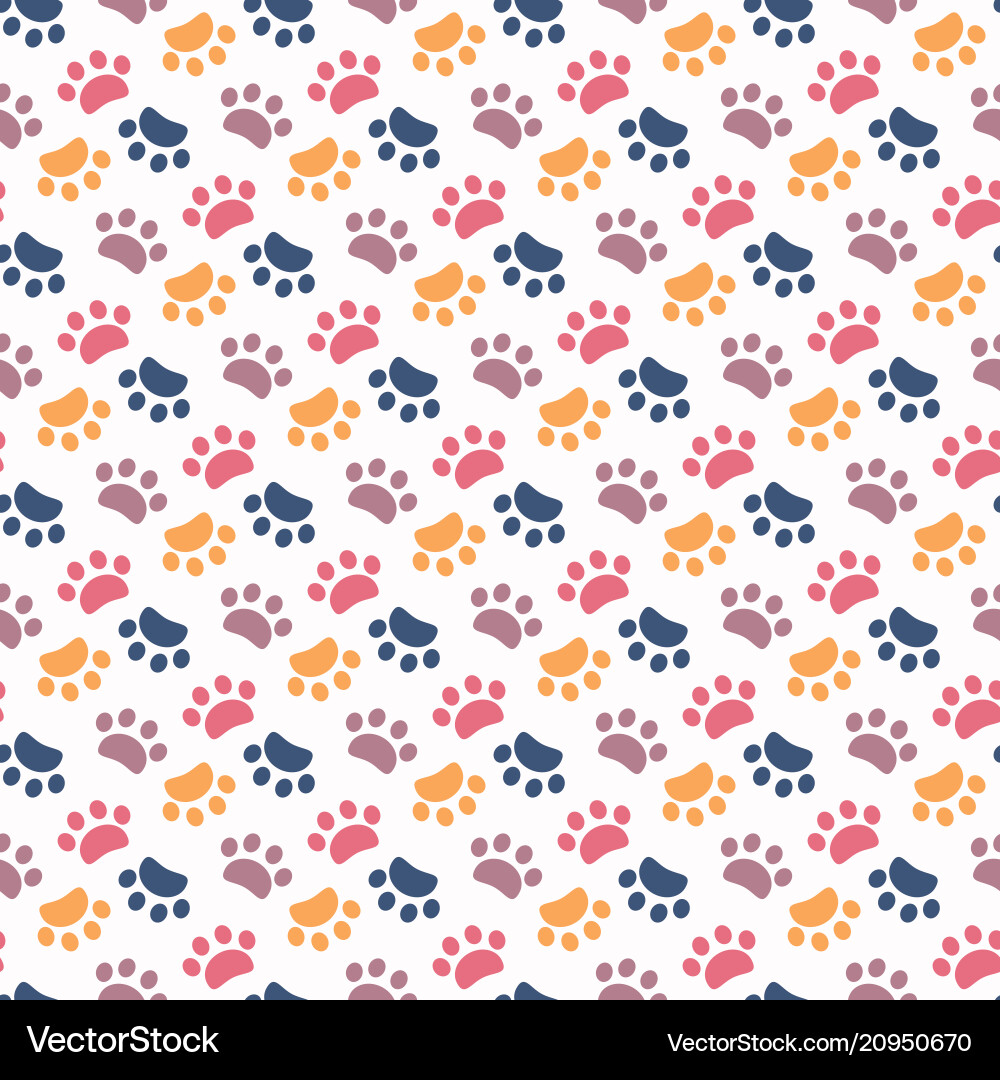 Seamless Paw Print Pattern vector image