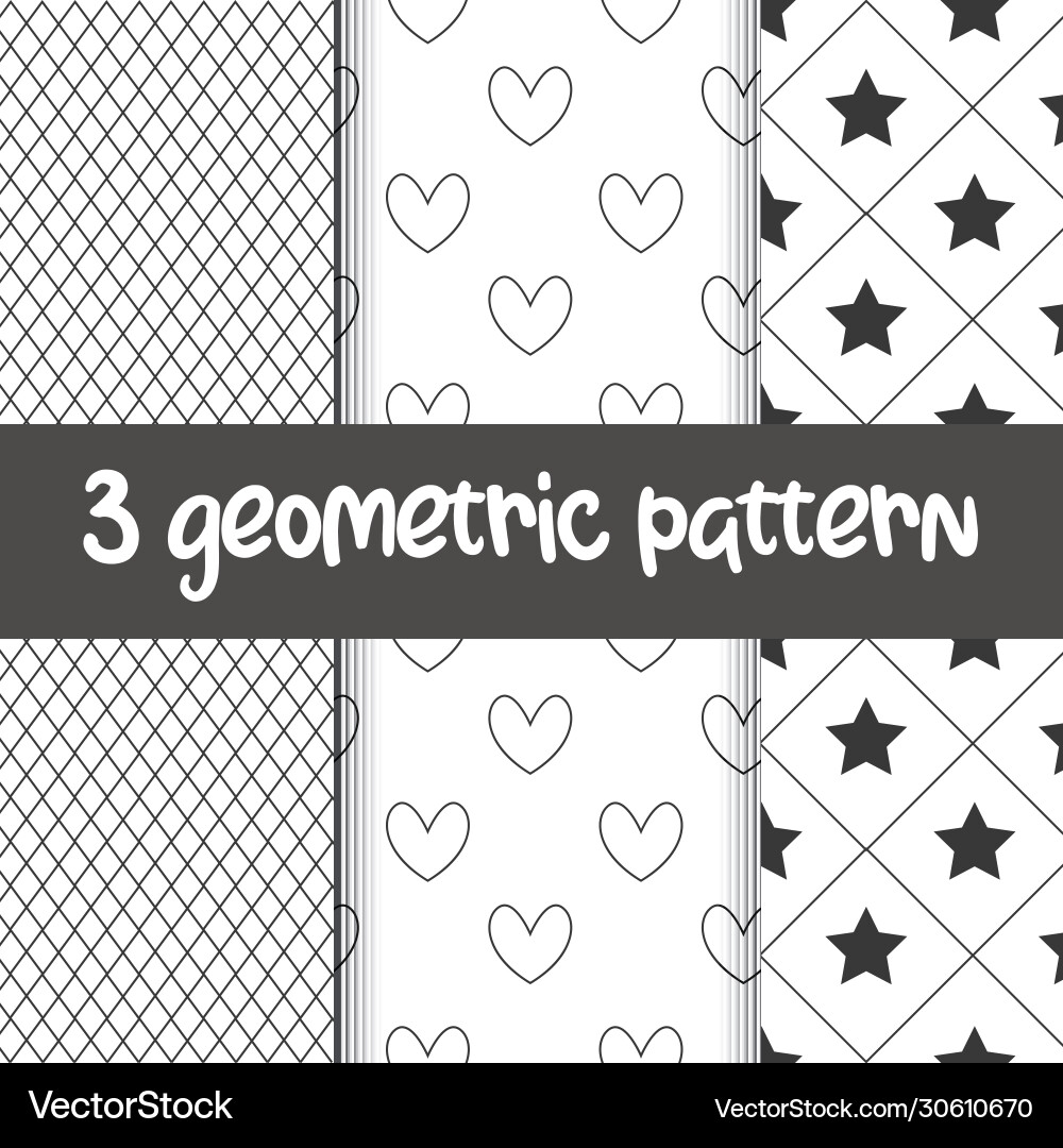 Set 3 simple ornament seamless patterns use Set 3 simple ornament seamless patterns use Vector Image