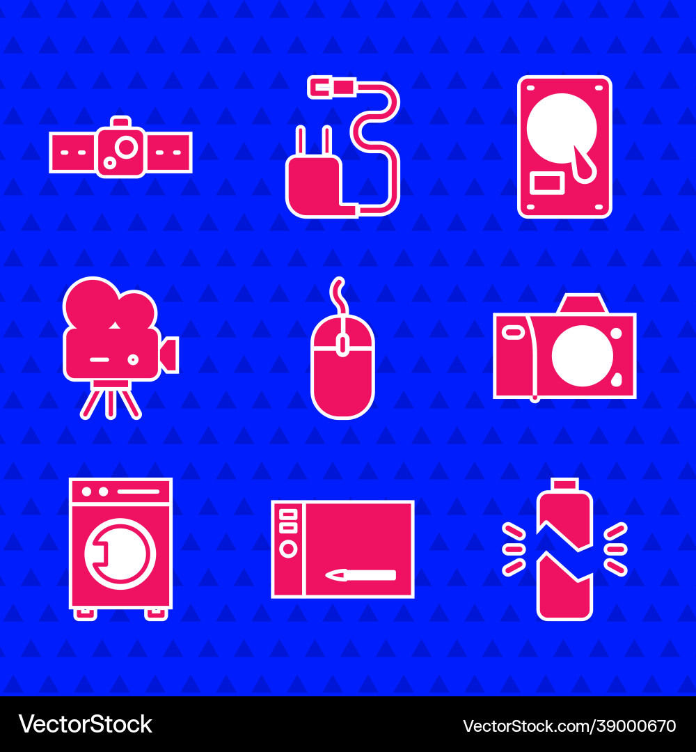 Set computer mouse graphic tablet broken battery Set computer mouse graphic tablet broken battery vector image