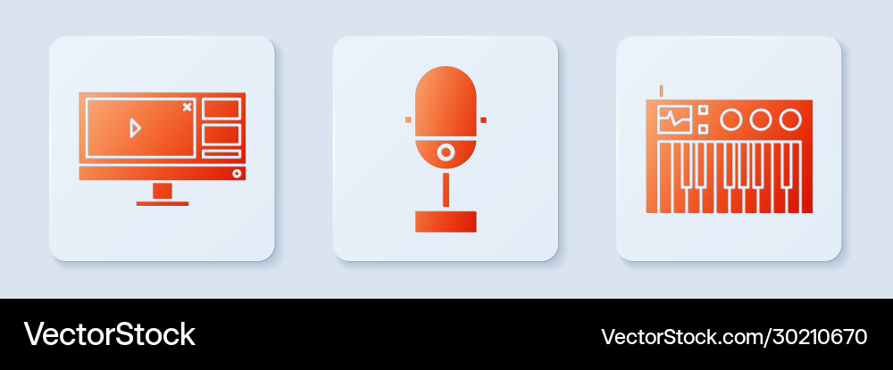 Set microphone video recorder or editor software Vector Image