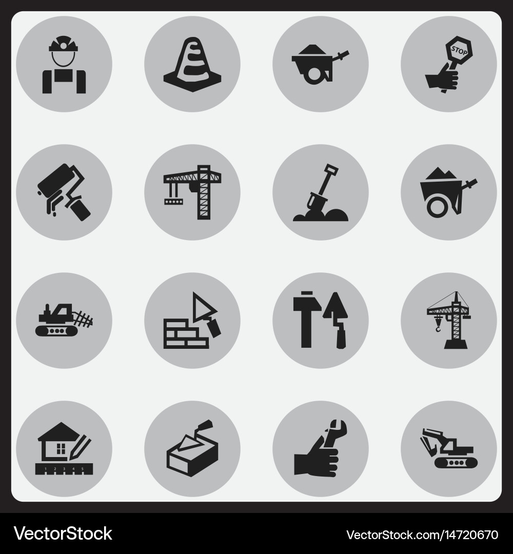 Set of 16 editable building icons includes vector image