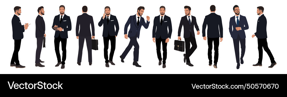 Set of business man character in different poses Vector Image