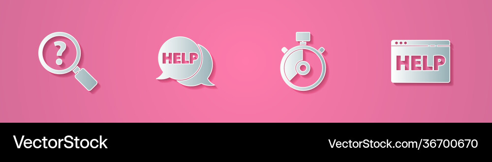 Set paper cut unknown search speech bubble Set paper cut unknown search speech bubble vector image