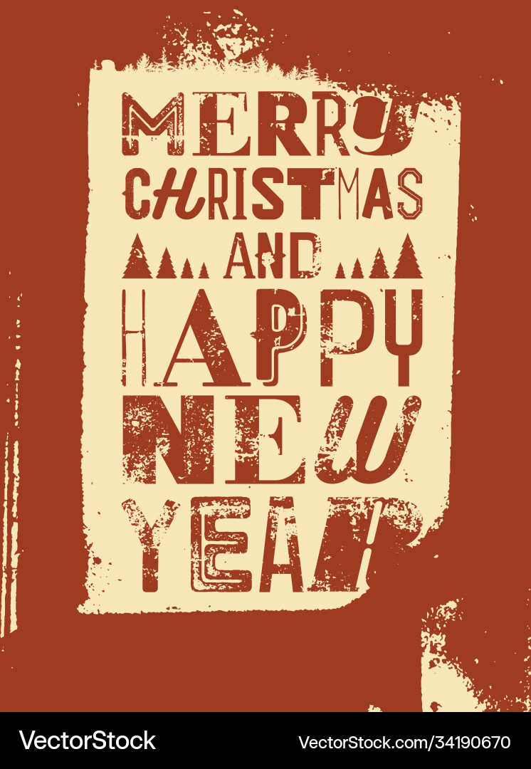 Typographic grunge vintage style christmas card Typographic grunge vintage style christmas card vector image