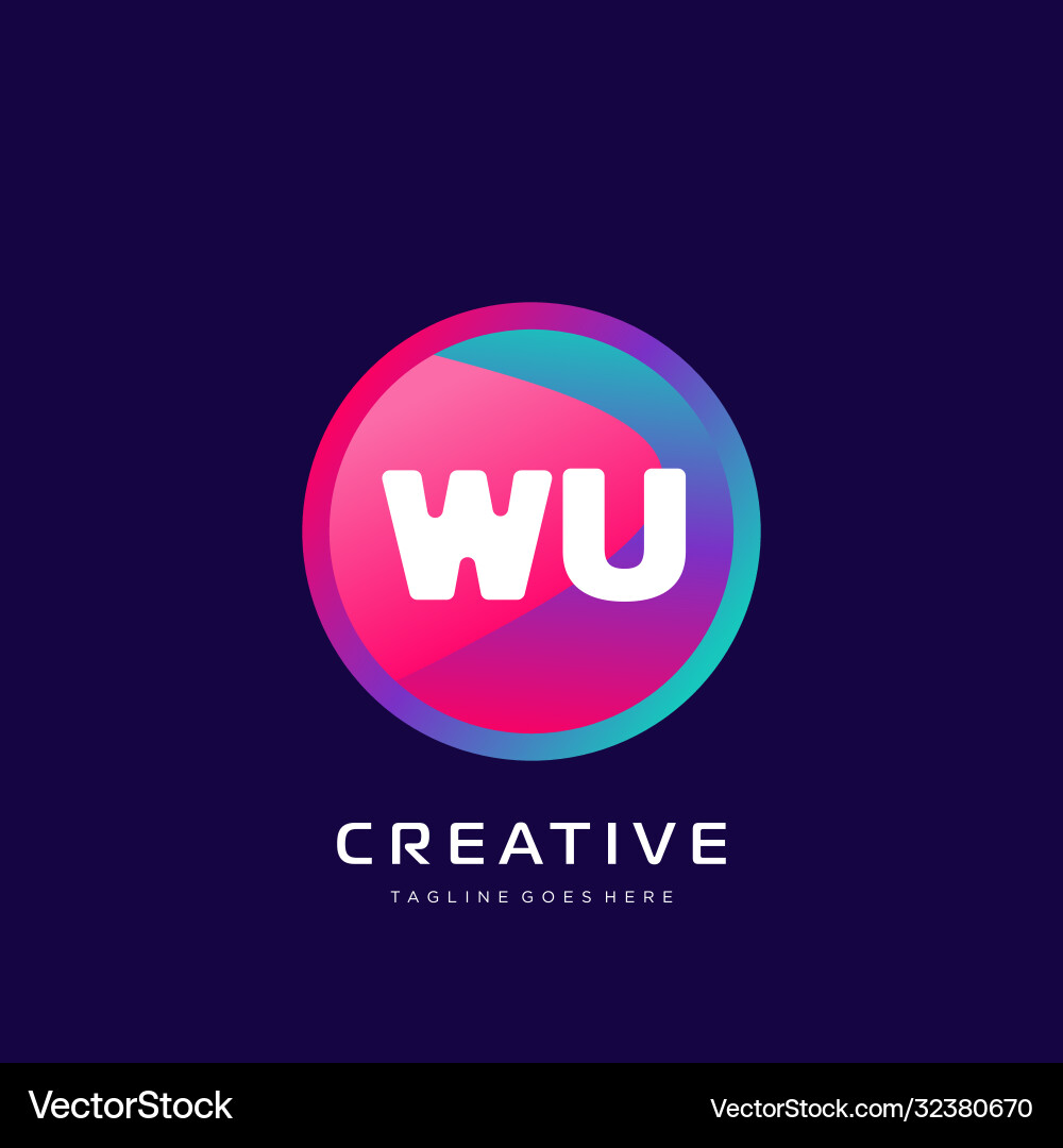 Wu initial logo with colorful template Vector Image