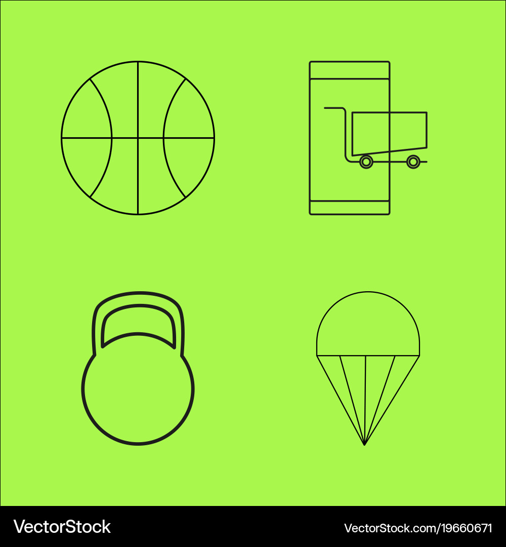 Basic content simple linear outline icon set vector image