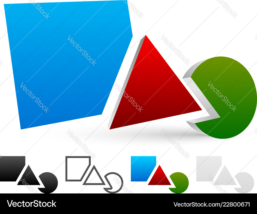 Basic shape composition with 2d - symbol versions Basic shape composition with 2d - symbol versions vector image