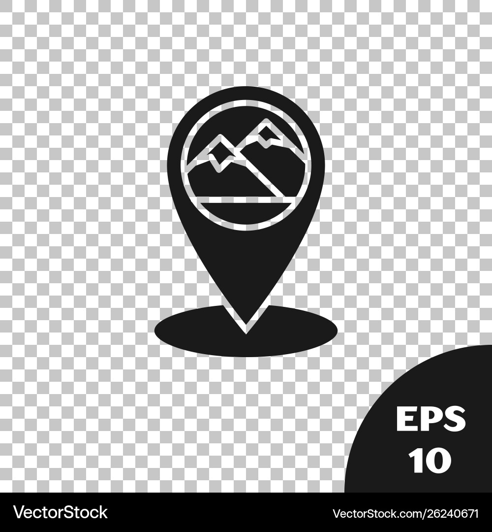 Black map pointer with mountain icon isolated Black map pointer with mountain icon isolated vector image