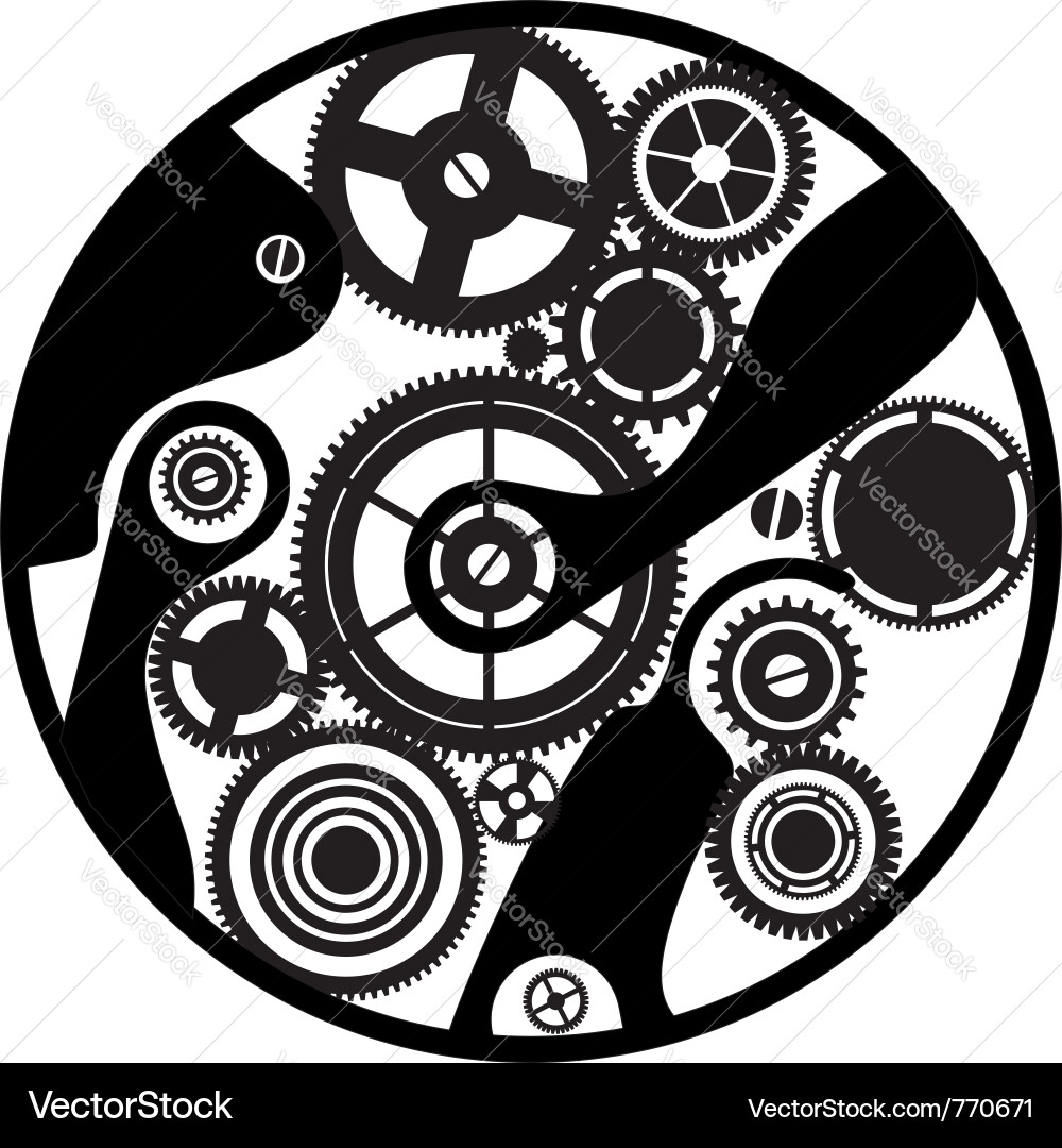 Clockwork Gears Silhouette – Royalty-Free Vector | VectorStock, image size:1000x1080