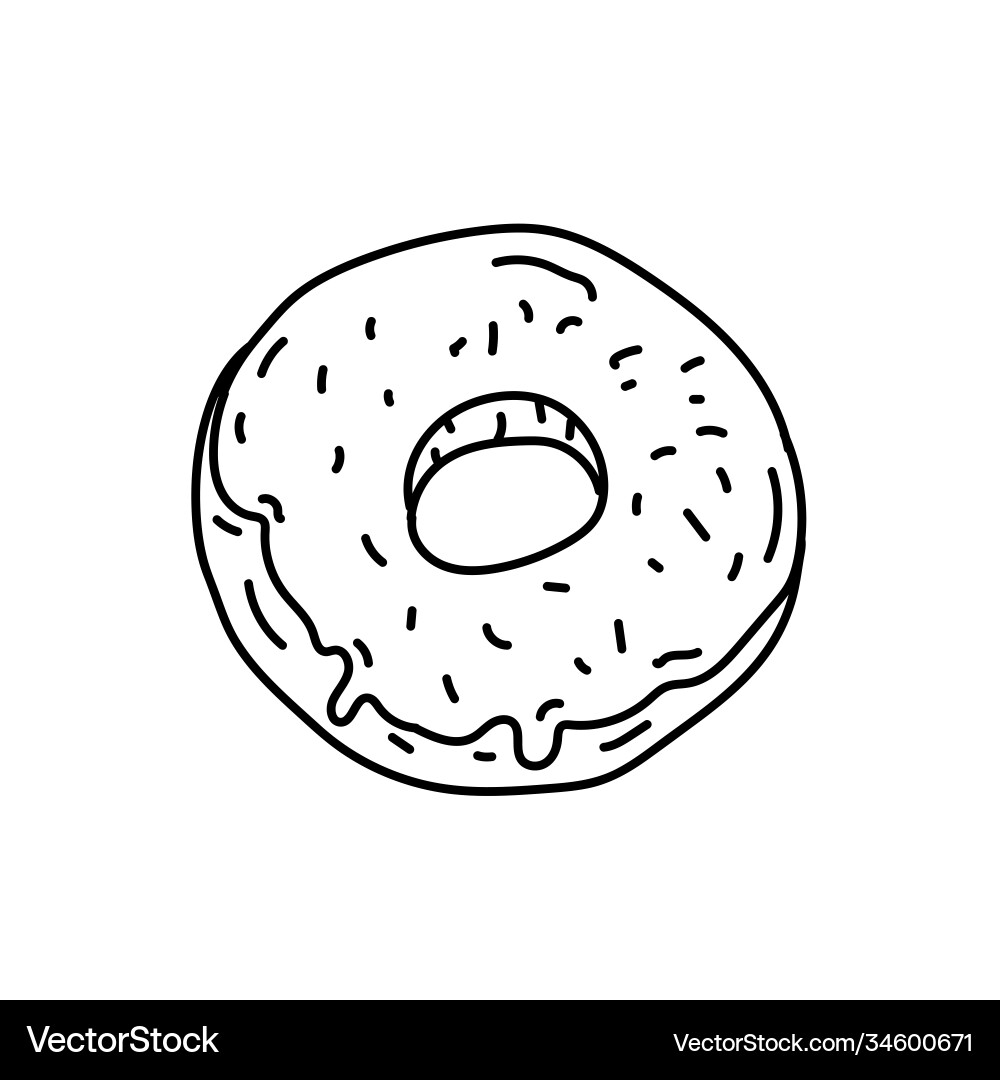 Doughnut icon doodle hand drawn or black outline Doughnut icon doodle hand drawn or black outline vector image