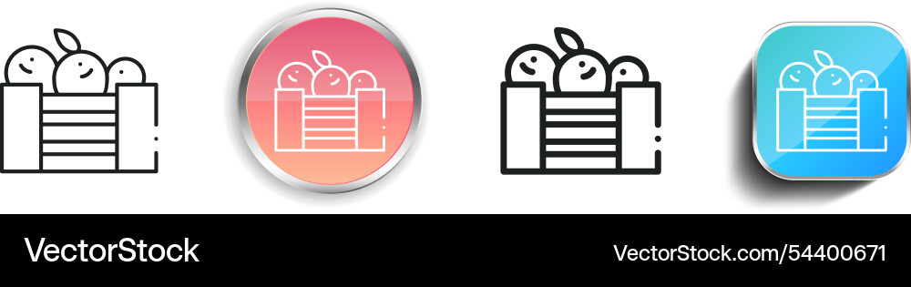 Fruit box icon thin linear regular and button vector image