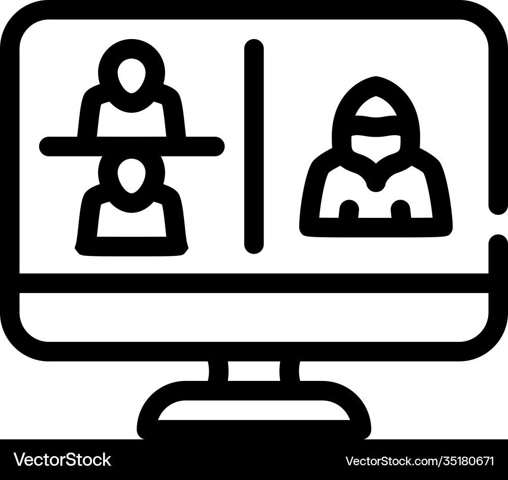 Hacker connected to online discussing line icon Hacker connected to online discussing line icon vector image