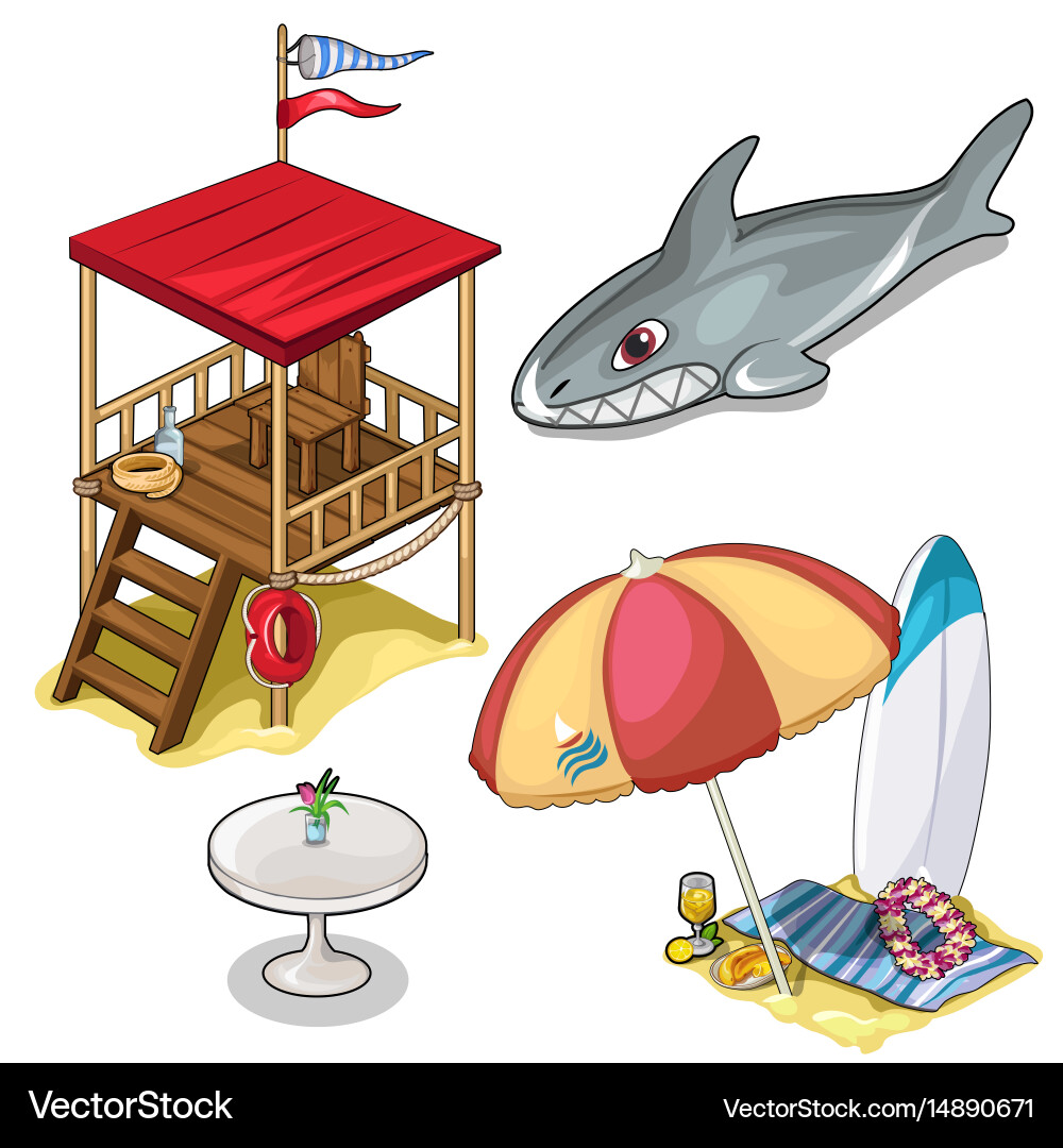 Isolated set of beach rest attributes vector image