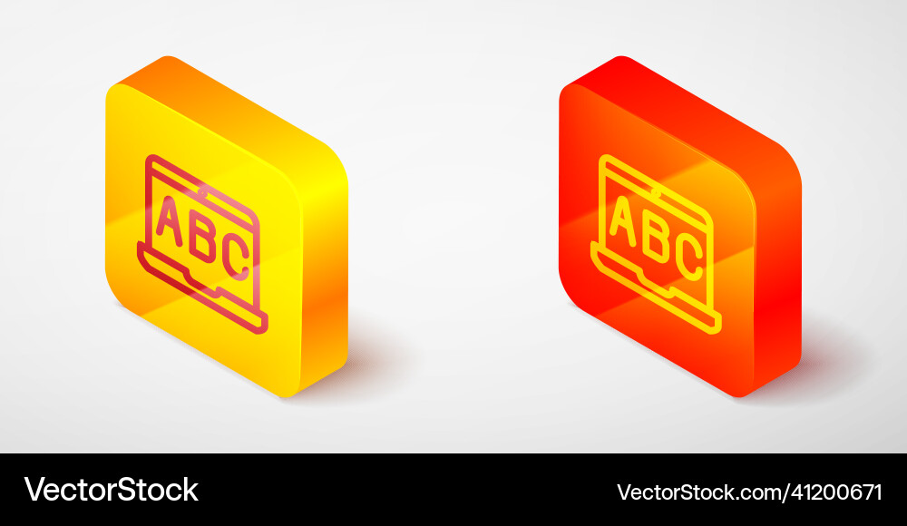 Isometric line e-learning of different foreign vector image