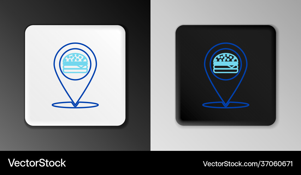 Line map pointer with fast food burger icon Vector Image