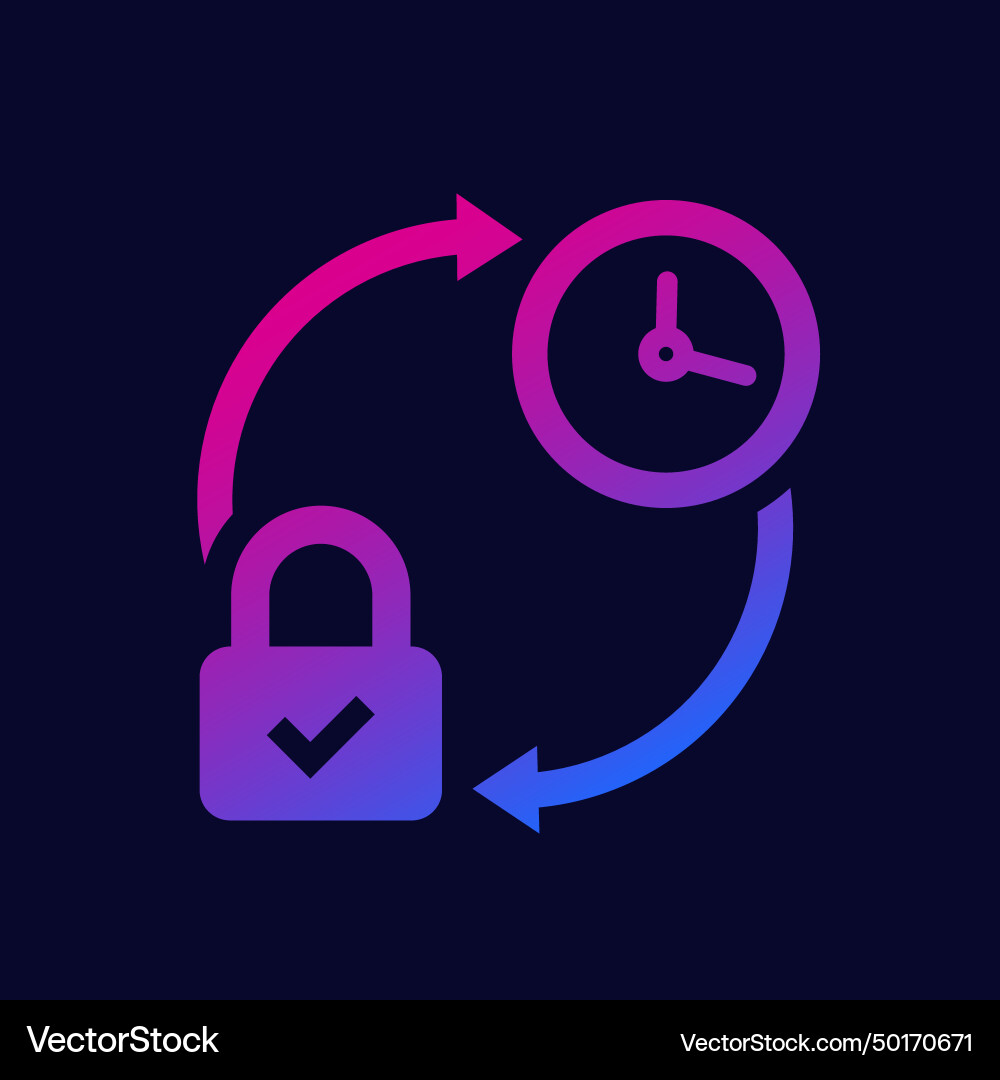 Lock and time icon for web vector image