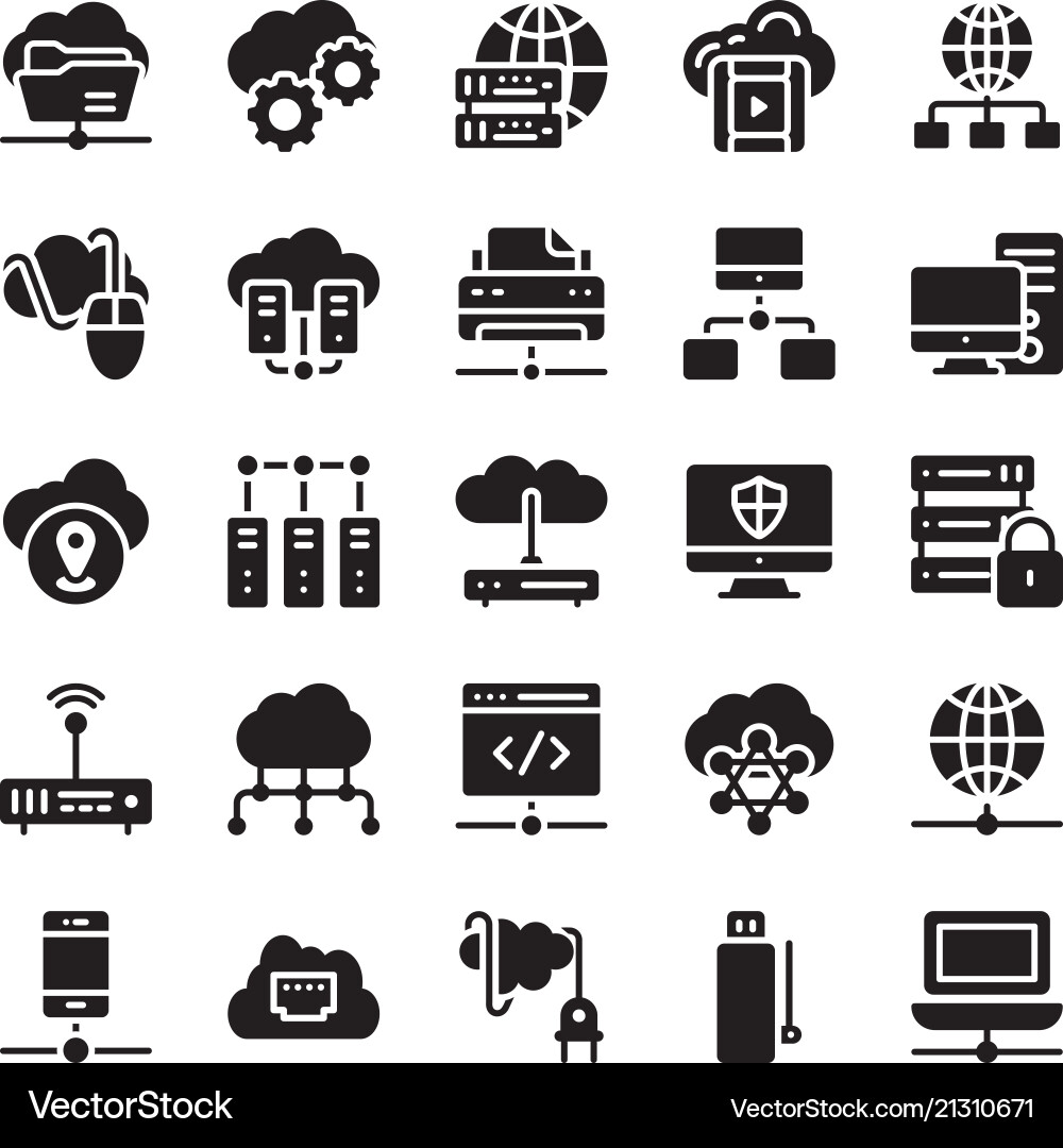 Network and cloud computing icons vector image