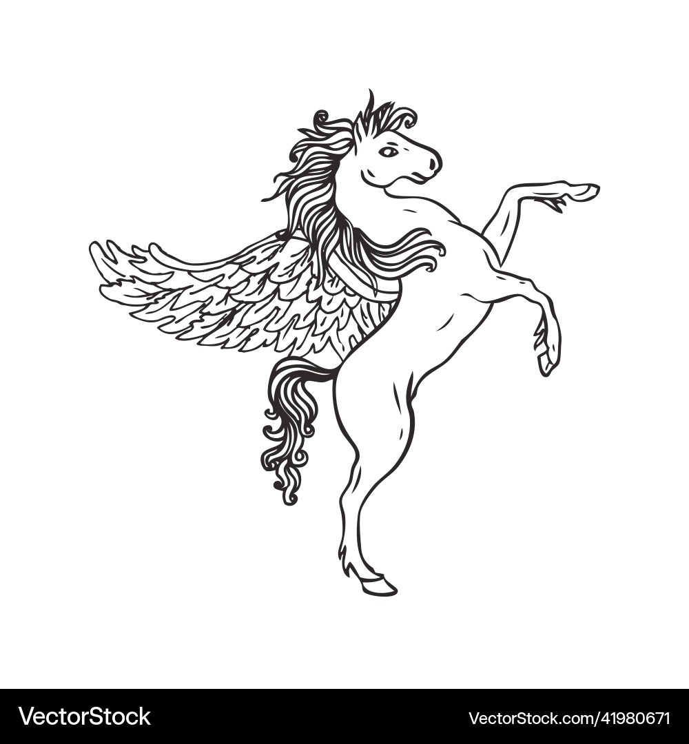 Pegasus and Unicorn Shield Element Vector Image