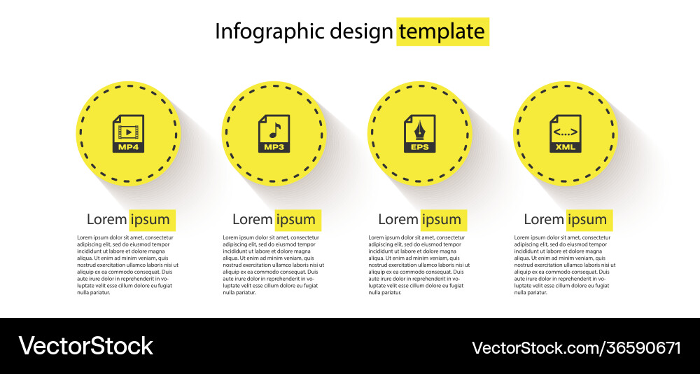 Set mp4 file document mp3 eps and xml business Set mp4 file document mp3 eps and xml business vector image