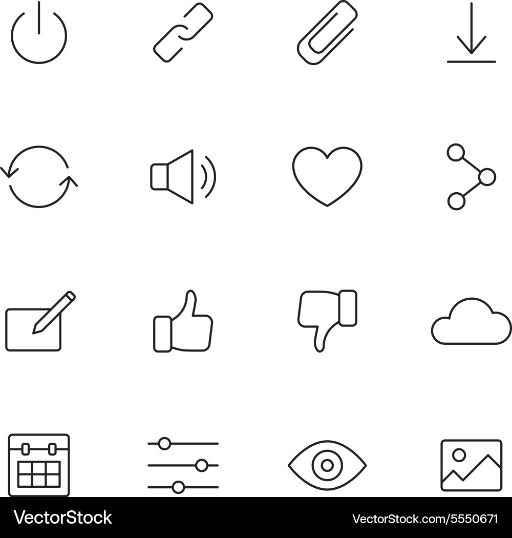 Thin Line Interface Icons - Set 2 vector image