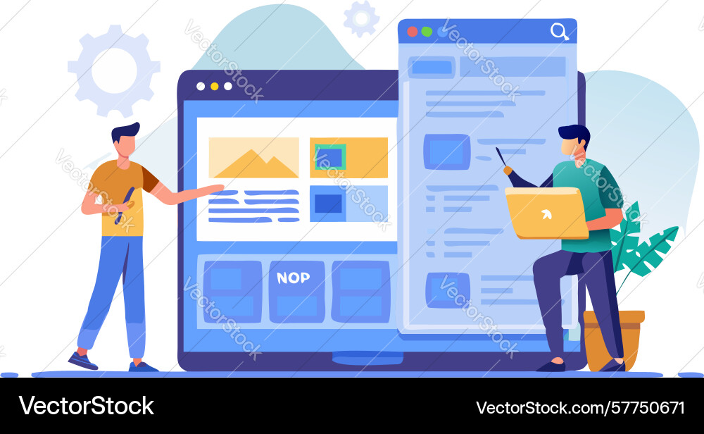 Web development and user interface design process vector image