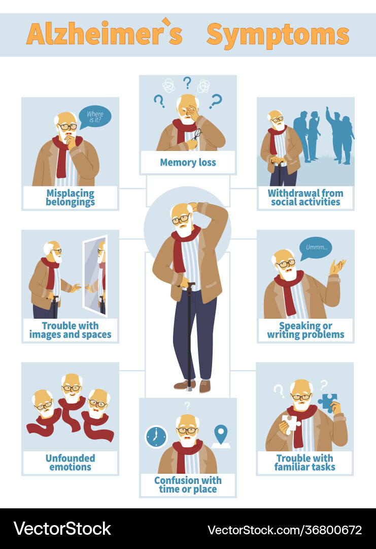 Alzheimers disease symptoms infographic vector image