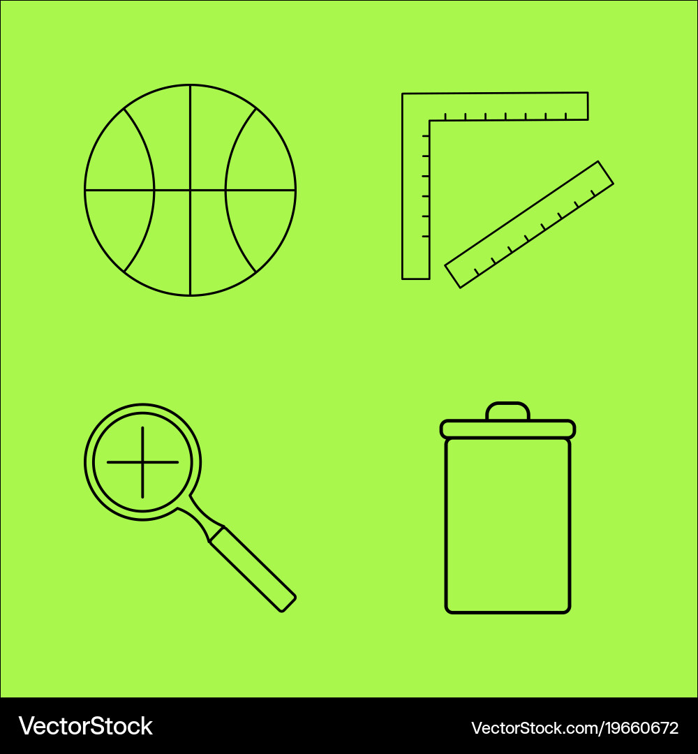 Basic content simple linear outline icon set vector image