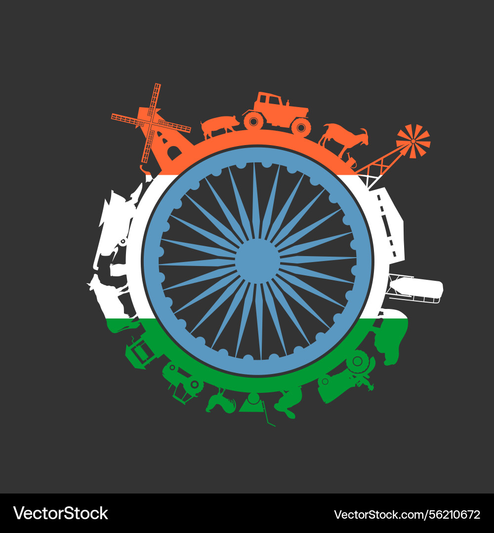 Circle with agricultural icons objects located Vector Image