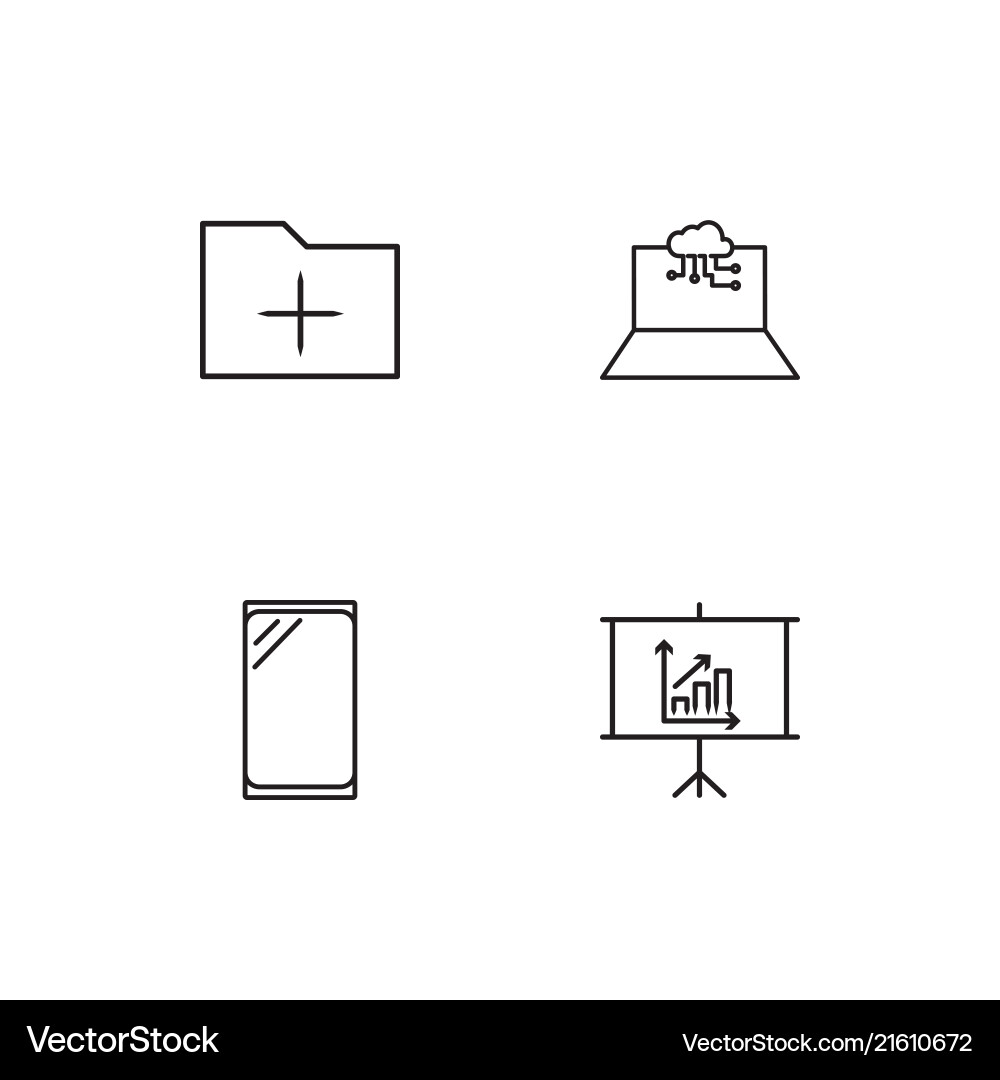 Data analytics linear icons set simple outline vector image