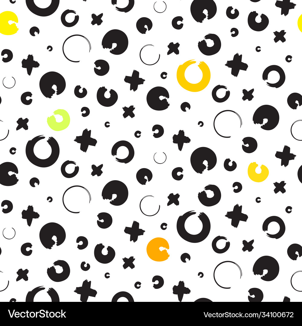 Endless backdrop with repeating ink cross and zero Vector Image