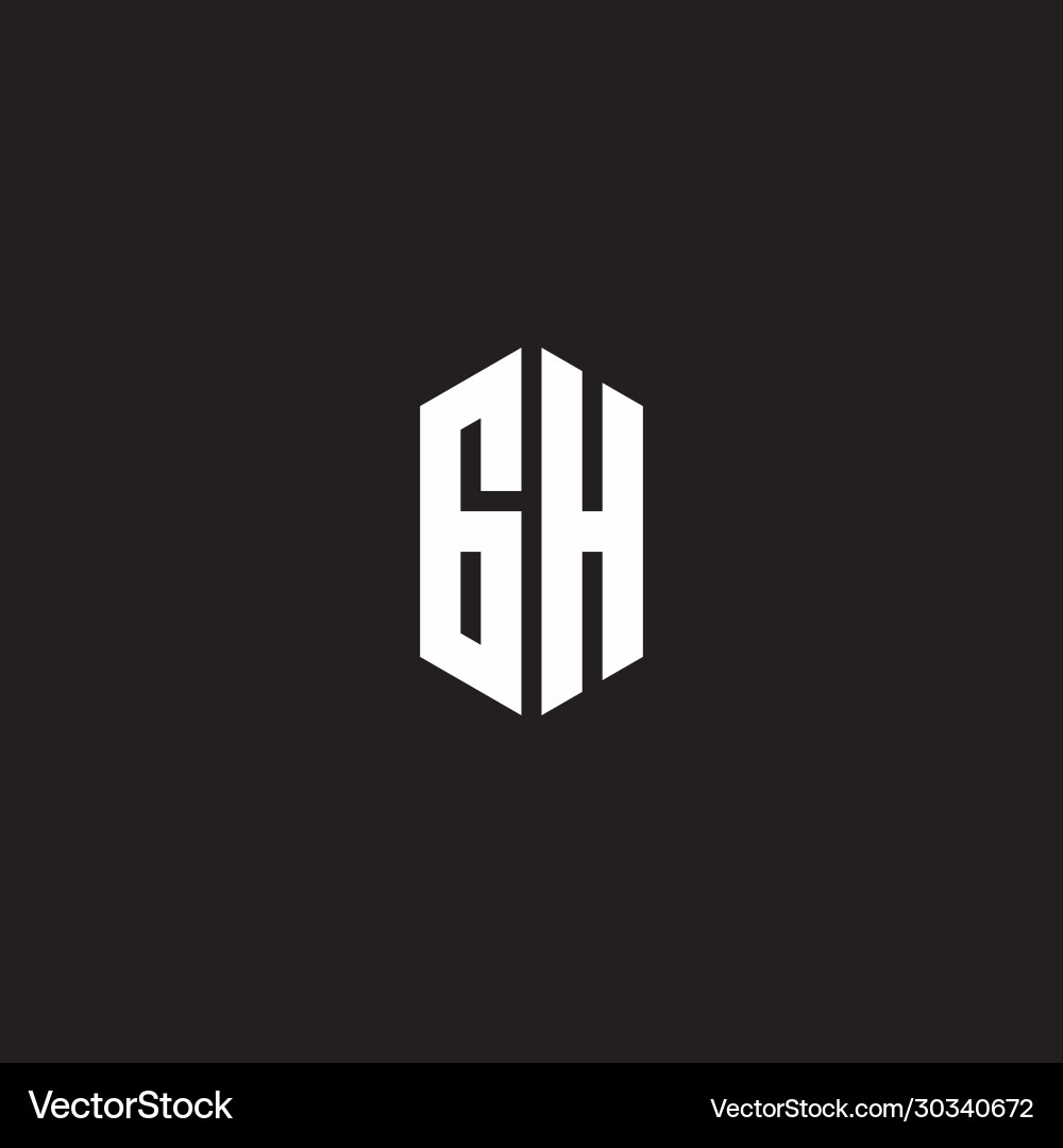Gh logo monogram with hexagon shape style design vector image
