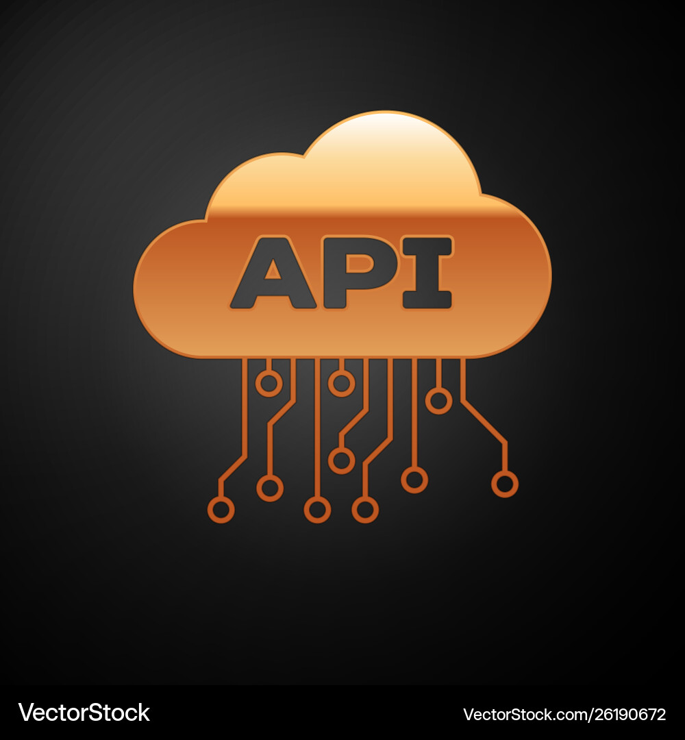 Gold cloud api interface icon isolated on black Gold cloud api interface icon isolated on black vector image