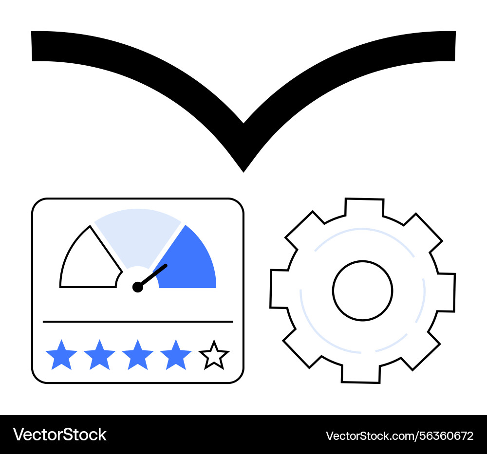 Performance dashboard with speed gauge five-star Performance dashboard with speed gauge five-star vector image