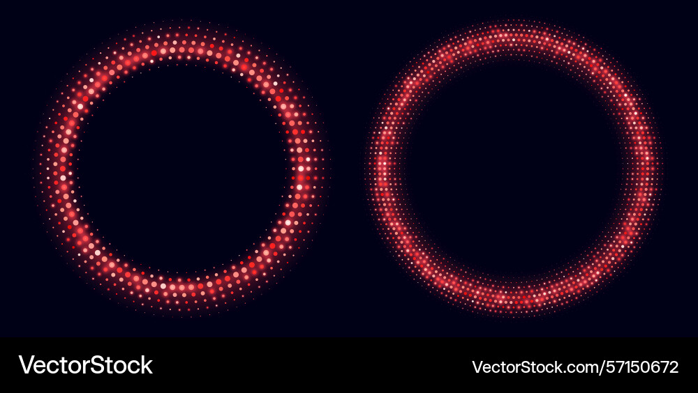 Red halftone frames glowing circle borders round Red halftone frames glowing circle borders round Vector Image