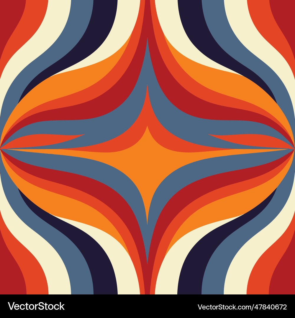 Retro 70s symmetric pattern design for nostalgic Vector Image
