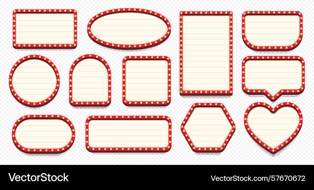 Retro lightbox template set different shape Retro lightbox template set different shape Vector Image