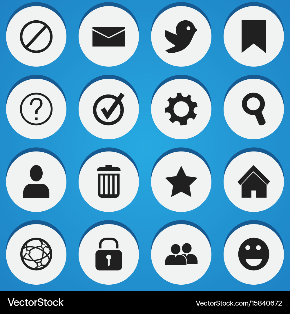 Set of 16 editable web icons includes symbols vector image