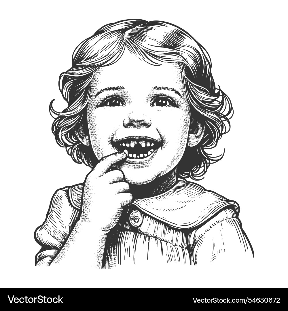 Smiling child with missing tooth Vector Image