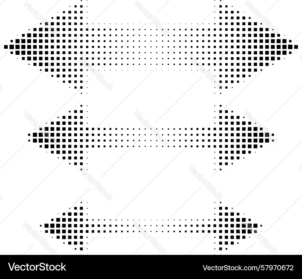 Square halftone double arrows set in different Square halftone double arrows set in different Vector Image