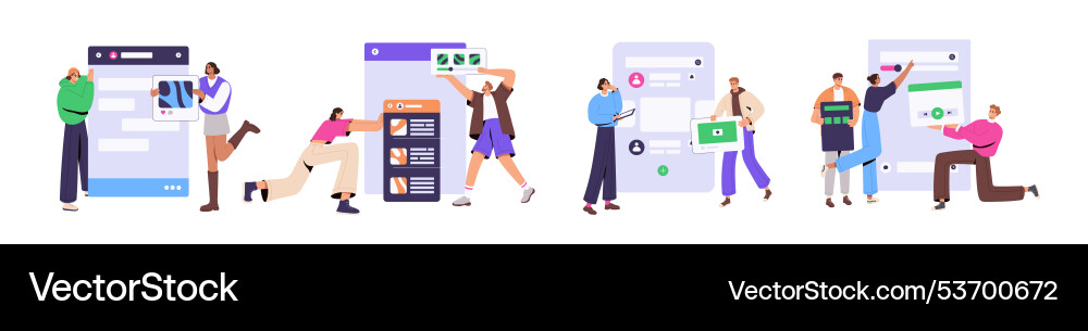 Ux ui designers set concept of user interface Vektorbild