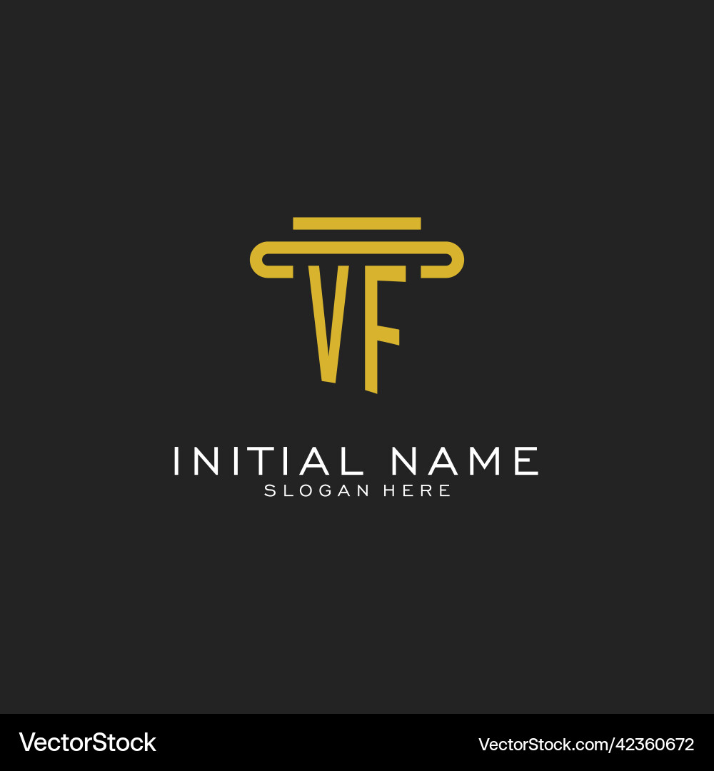 Vf initial logo with simple pillar style design Vf initial logo with simple pillar style design Vector Image
