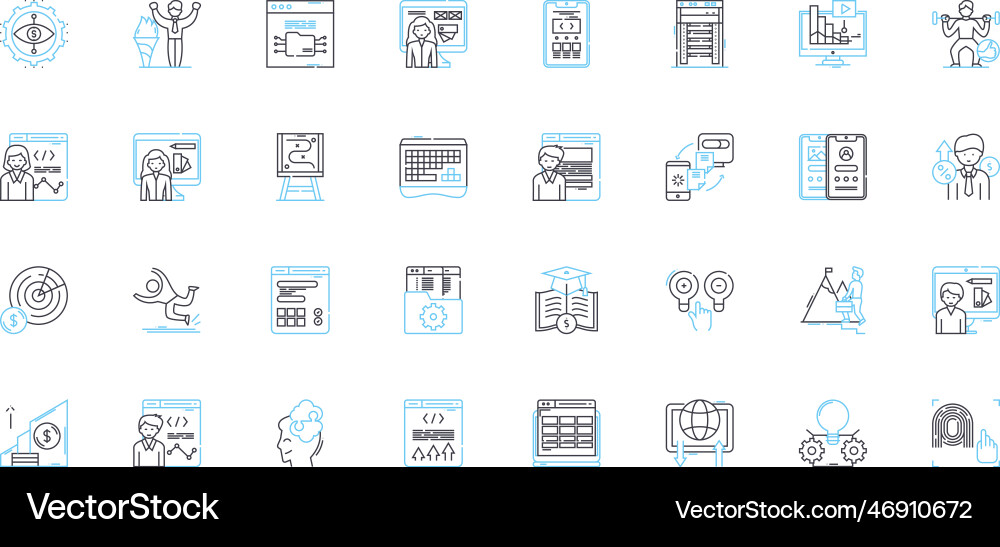 Web design linear icons set aesthetics usability Web design linear icons set aesthetics usability vector image