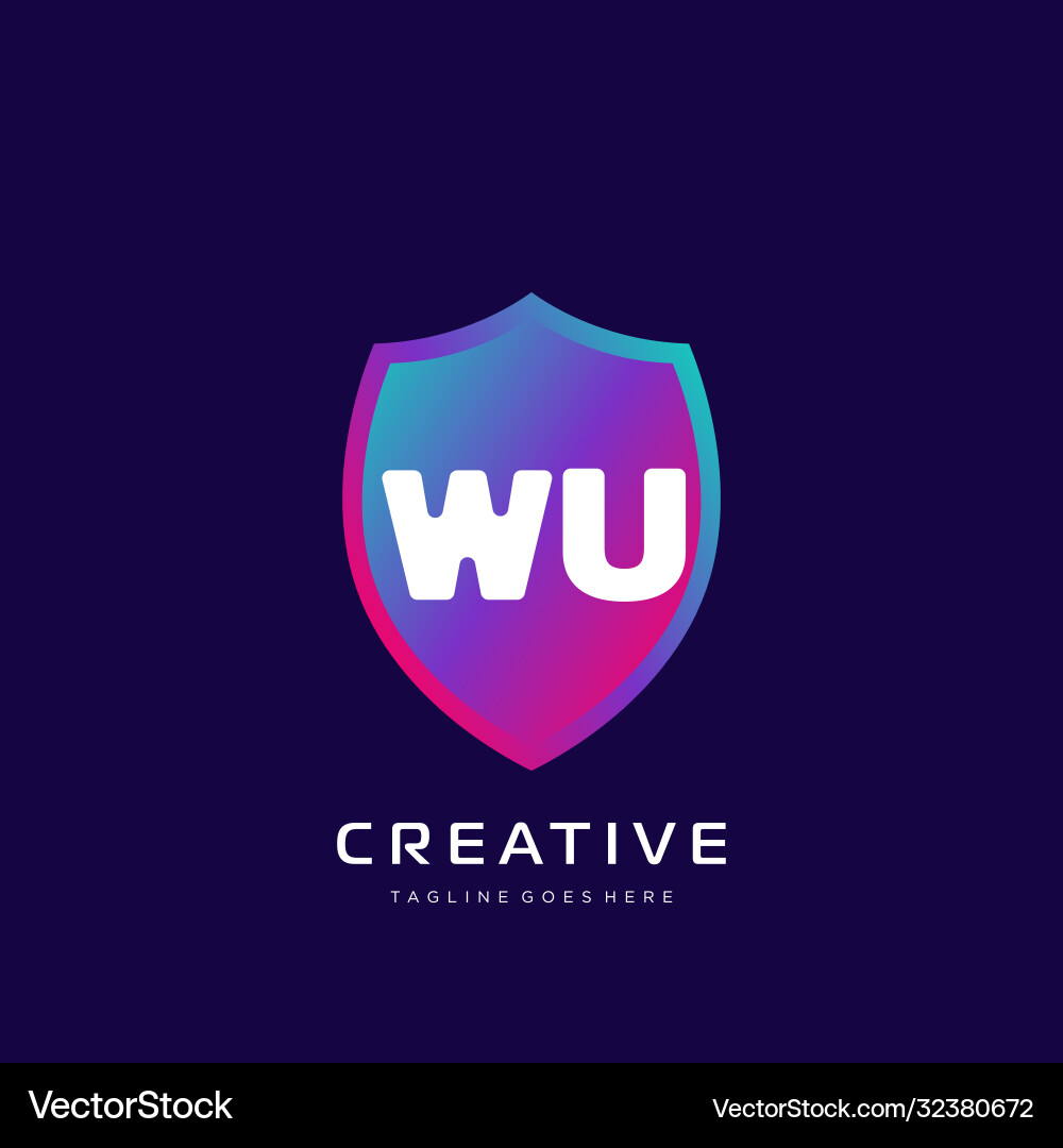Wu initial logo with colorful template Vector Image
