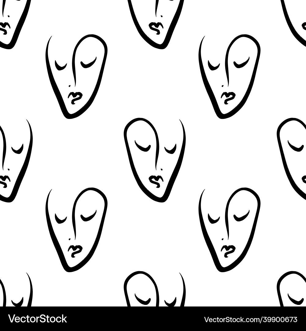 Abstract faces seamless pattern modern minimal Abstract faces seamless pattern modern minimal vector image