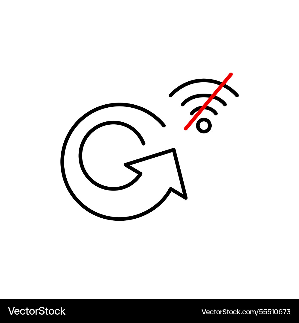 Arrow and no wi-fi symbol data backup unavailable Arrow and no wi-fi symbol data backup unavailable vector image