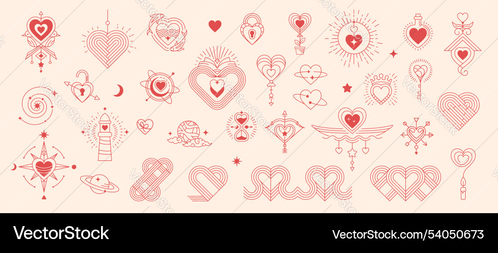 Bohemian Celestial Valentine Symbols Vector Image