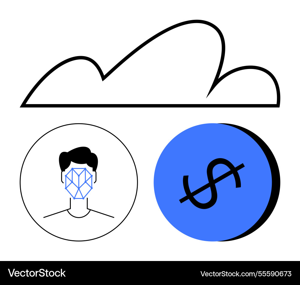 Cloud computing with facial recognition Vector Image